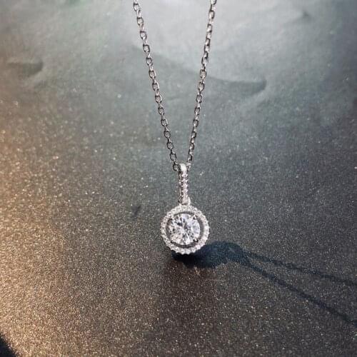 Hot Sale 100% 925 Sterling Silver Created Round Eternal Luxury Pendant Necklace For Women High Carbon Diamond Fine Jewelry Gift