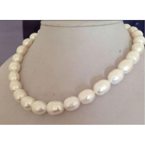 Zxia beautiful 10-13MM south sea natural white pearl necklace 17 inch