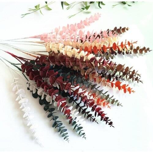 1PCS Artificial Eucalyptus Stem Realistic Artificial Eucalyptus Plant Faux Plant Stem Wedding Shooting Prop Home Decoration