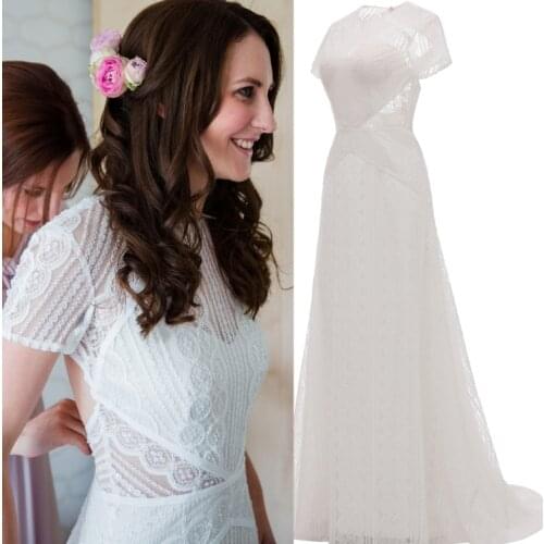 #1030 real picture Custom Made Lace destination Wedding Bridal Gown sweep train factory price plus size 2020 new arrival cheap