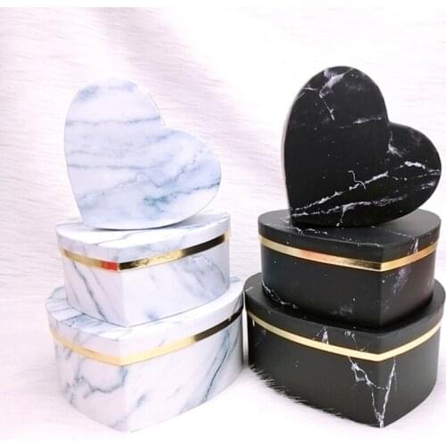 3Pcs/Set Heart Shaped Gift Packaging Flower Boxes Marble Gift Box Surprise Communion Valentines Day Sweets