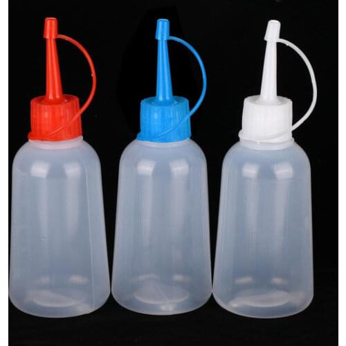 5pcs/Set 100ml Plastic Clear Tip Applicator Bottle PE Plastic Needle-nosed Scale Squeeze Bottle Cap Squeezable Tubes