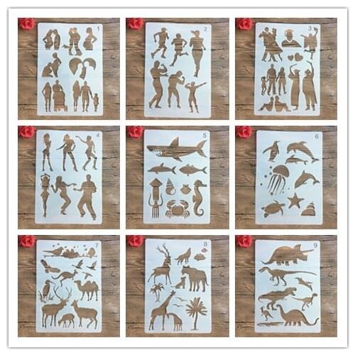 A4 29 * 21cm family character animal DIY stencils wall painting scrapbook coloring photo album decorative paper card template