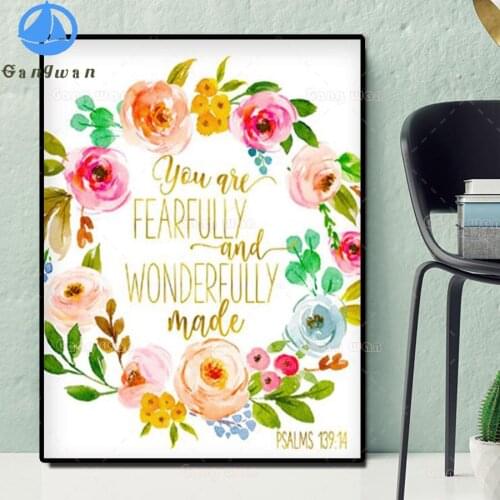 Bible Verse Psalms diy 5d diamond painting full square round drill diamond mosaic embroidery Flower rhinestone decoration gift