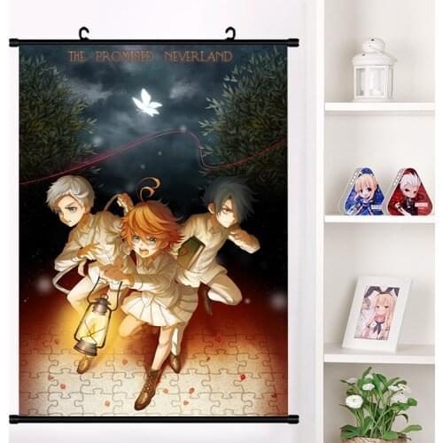 Anime The Promised Neverland Yakusoku no Neverland Norman Emma Ray Wall Scroll Mural Poster Wall Hang Poster Home Decor Collect