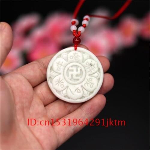 White Chinese Buddhism for Jewelry Natural Amulet Men Gifts Carved Necklace Jade Charm Fashion Accessories Pendant