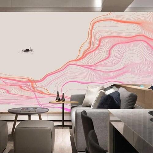 Milofi large wallpaper mural custom 3D creative red texture lines ink pumping TV background wallpaper mural