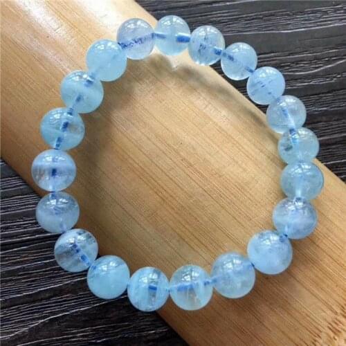 Genuine Natural Blue Crystal stone 10-9.8mm Beads Bracelet AAAA