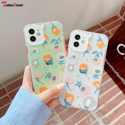 Tobebest Tulip Flowers Clear Phone Case for iphone 12 Pro Max 11 pro max X XS XR 7 8 Plus SE 2020 Soft TPU Cover