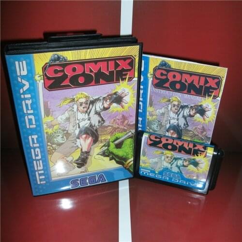 Comix Zone EU Cover with Box and Manual For Sega Megadrive Genesis Video Game Console 16 bit MD card