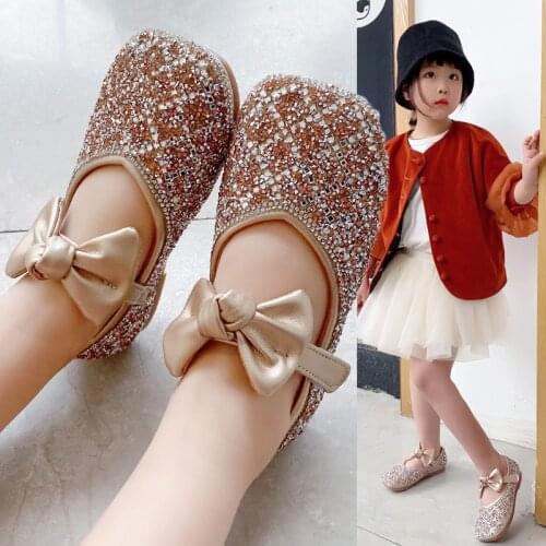 Children Shoes for Girls Toddlers Little Kids Dress Shoes Leather Shoes for Wedding Party Flower Girl Crystal Shoes Bow-knot Hot