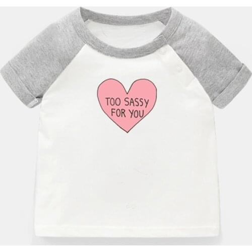 Pink Love Too Sassy For You I Love New York Design Newborn Baby T-shirts Toddler Graphic Raglan Color Short Sleeve Tee Tops