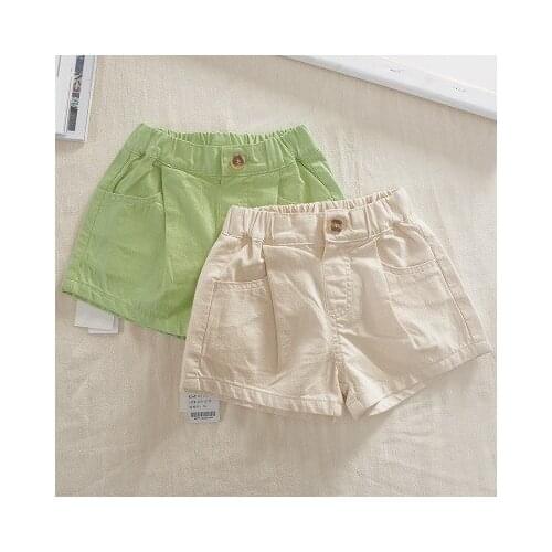 Childrens Short Pants 2021 Summer New Korean New Childrens Boys and Girls Woven Shorts Childrens Solid Casual Shorts 2-7 Year
