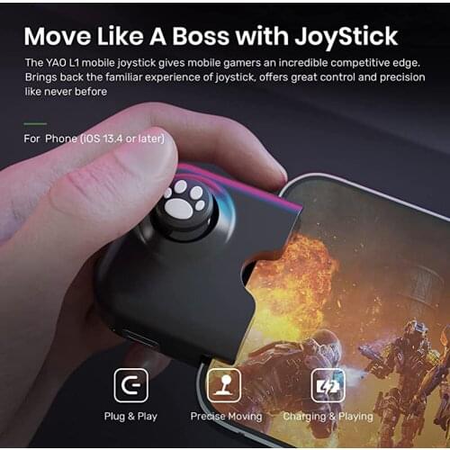 Black Gaming Gamepad Mobile Game Controller for iPhone iPad with Charging Port Power Pass Through Charging Games Accessories