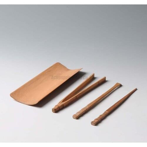 4pcs Bambo Tea Tools,Tea Spoon/Clamp/Stick/Needle,Puer/pu'erh/Oolong/black/White/Green/Dahong/Tieguanyin Tea ceremony gentleman