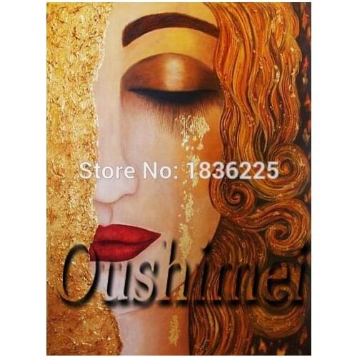 Modern woman portrait painting girl face oil painting canvas painting angel christmas gift crafts Handmade Wall Art picture