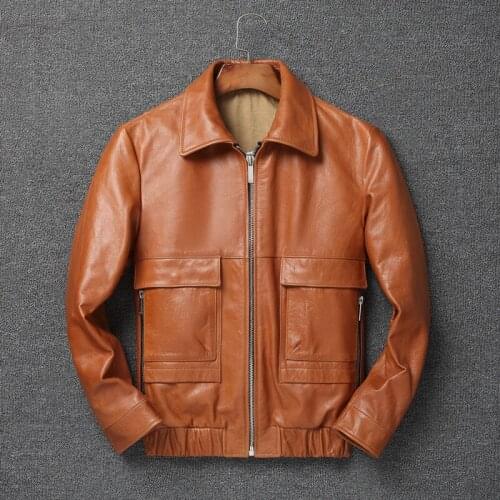Short Genuine Leather Jacket Men 100% Cowhide Coat Motorcycle Clothes Plus Size 5xl Spring Autumn 2021 Hommes Veste Pph3406