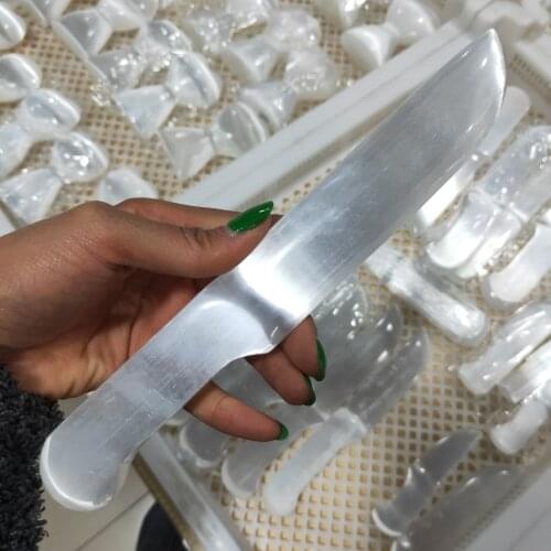 Big Size Polish Selenite Crystals Gemstone Knife Meditation Reiki Healing Mental Clarity Remove Negative Energy As Gift