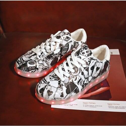 USB Charge Children Shoes 11 Models Colorful LED Lights Fashion Boys/Girls Kids Sneakers Casual Sports Shoes for Adult & Child