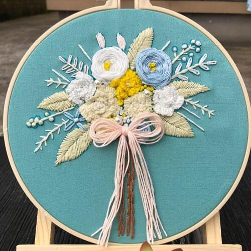 DIY Embroidery Material Package Embroidery Flowers Kit 3D Bordado Cross-stitch Sewing Tools Handcraft Embroidery Accessories