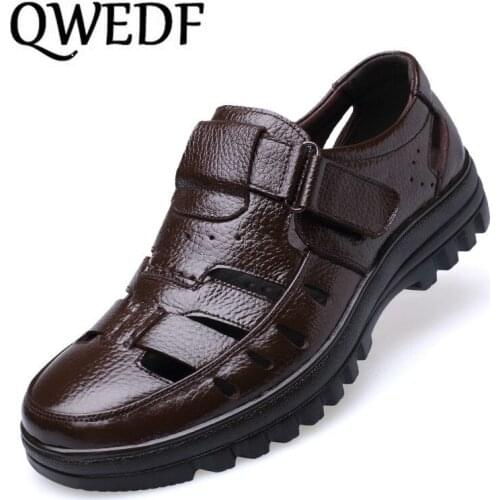 Men Sandals Genuine Leather Sandals Men Outdoor Casual Men Leather Sandals For Men Beach Shoes Roman Shoes Slipe On Shoes X3-47