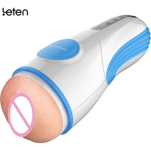 Leten USB charging male masturbator AV star sexual moan clamping sucking vibration sex machine realistic vagina pussy pocket