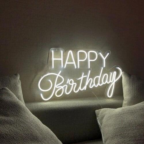 Custom Made for Happy Birthday Neon LED Neon Sign Wall Lights Party Wedding Shop Window Restaurant Birthday Decoration