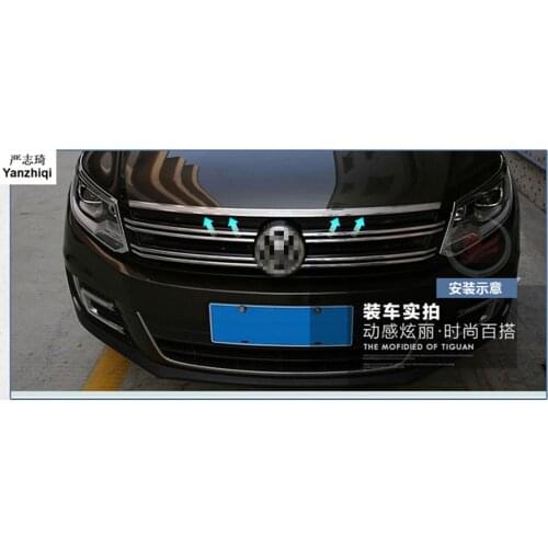 Stainless steel front cover decoration bright bar cover patch accessories For Volkswagen VW Tiguan MK1 2007-2017