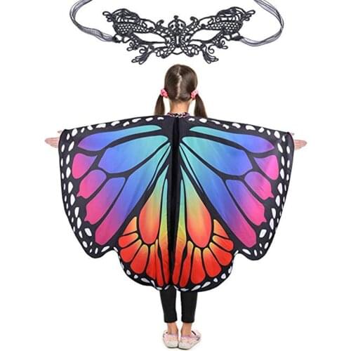 New Butterfly Wings for Girls Kids Halloween Costume Fairy Shawl Cape Cloak Festival Rave