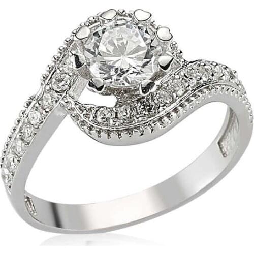 Original silver , Zircon Single Stone Ring, Good Quality and Affordable Single Stone ,Rings Types
