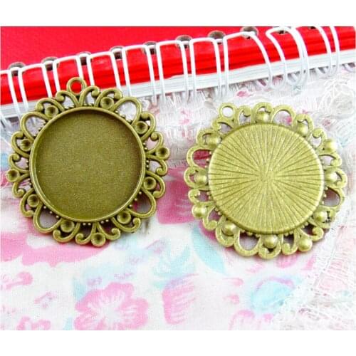 10pcs 25mm Inner Size Cabochon Base Fit Setting Fashion Antique Bronze Plated Round Style DIY Jewelry Making Findings