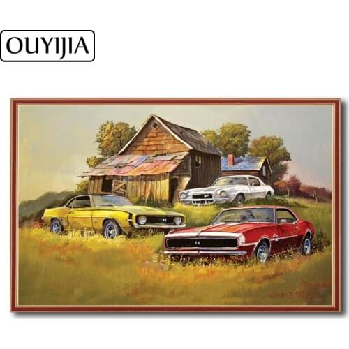 OUYIJIA Oil Retro 5D DIY Vintag Car Diamond Painting Diamond Embroidery Cartoon Rhinestone Art HomeDecoration Mosaic CrossStitch
