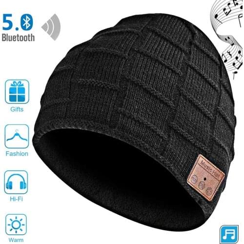 Wireless Bluetooth Beanie Headset Hat, Smart Beanie Headphones Winter Knit Hat Musical Knit Headphones Cap for Fitness Outdoor S