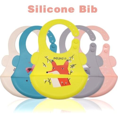 Silicone Waterproof Bibs Cartoon Animal Towel Feeding Anap Soft Waterproof Burp Cloths