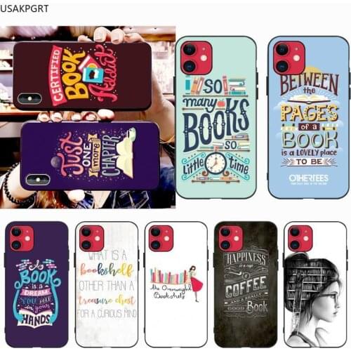 Books Library Bookshelf Quotes Silicone Black Phone Case for iphone 12 pro max 11 pro XS MAX 8 7 6 6S Plus X 5S SE 2020 XR case