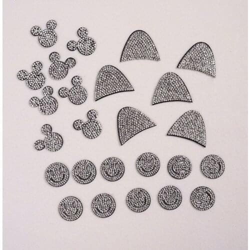 5pcs Cute Ear Rhinestone Applique Sew on Patch for Clothing badge iron on applique rhinestone sequins patch diy accessories