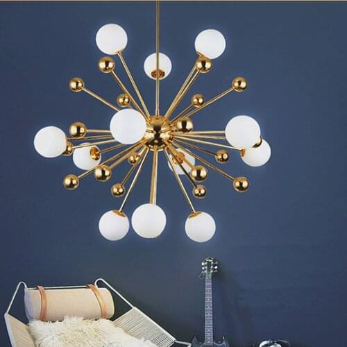 Nordic LED sputnik chandelier postmodern dandelion glass ball chandelier American molecular chandelier bedroom lights