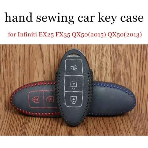 Only Red fit for Infiniti EX25/FX35/QX50(2015)/QX50(2013) leather car key case cover Hand sewing DIY car styling