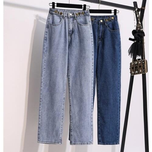 Traight Jeans Women Plus Size High Waisted Denim Pants Wide Leg Vintage Streetwear Full Length Trousers Spring Summer 2021