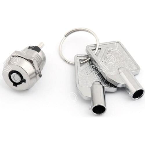 Areyourshop ON/OFF Key Switch D102 12mm Micro Barrel Electronic Key Lock Switch 2 Positon With Key 2 2A 250VAC /4A 125VAC
