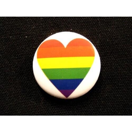 High quality PRIDE RAINBOW (HEART) badge NEW metal BUTTON BADGE PIN low price custom gay print lapel pin