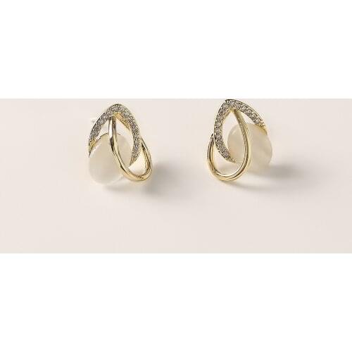 S925 Silver Ear Needle Stud Earrings Minimalist Ziron With Cats Eyes Brass14kGold South Korea Jewelry for Women HYACINTH 2021