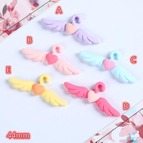 Heart Wings Flatback Cabochons 10pcs big Colorful Angel Wing Resin Cabochon diy Flatbacks Wings Button for Scrapbooking