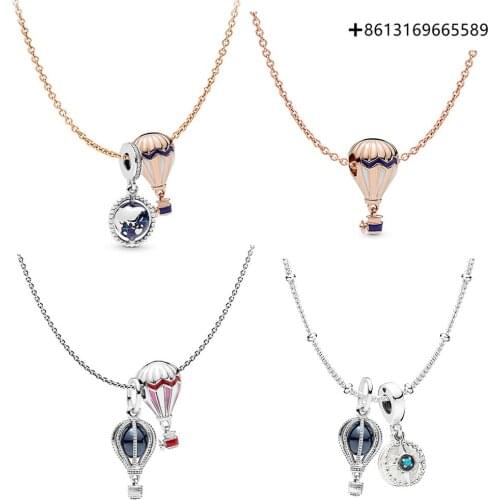 100% 925 Sterling Silver Soaring Dream Fantasy Balloon ADVENTURE GUIDE NECKLACE SET2019 Summer Rose Gold Fashion Jewelry