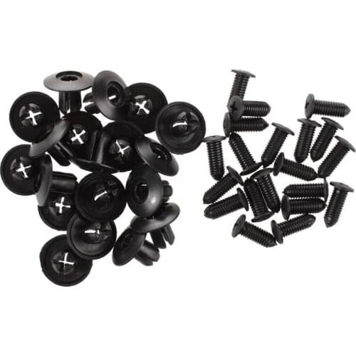 20 Pcs 8mm Hole Push in Expanding Screw Panel Clips Plastic Rivet Black
