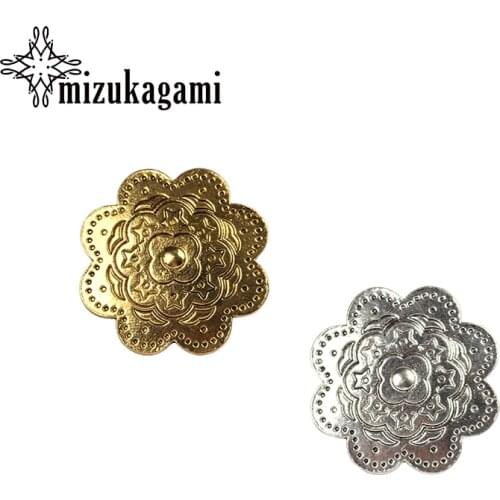 3pcs/lot 38MM Retro Zinc Alloy Button Gold Silver Big Flowers Decorative Buttons Charms Pendants For DIY Finding Accessories