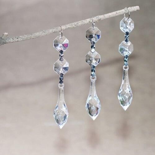 30pcs Clear Beads Feet Acrylic Crystal Hanging drop Garland Chandelier Bead Chains Rhinestone Glasses Wedding party Decoration