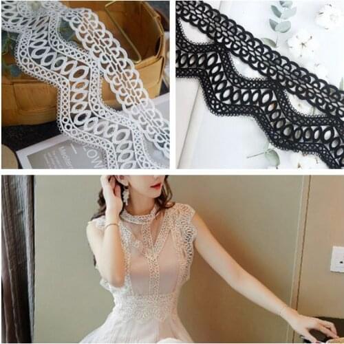 5Yard/Lot Water soluble lace trim handmade diy accessories lace fabric decorative clothes material black white width 10cm