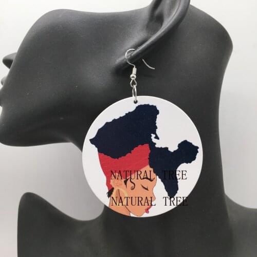 Free Shipping!Guadeloupe Girl Wooden Earrings