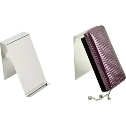 Stainless steel purse wallet bag holder desktop display rack showing stand boutique store display fixture furniture accessories